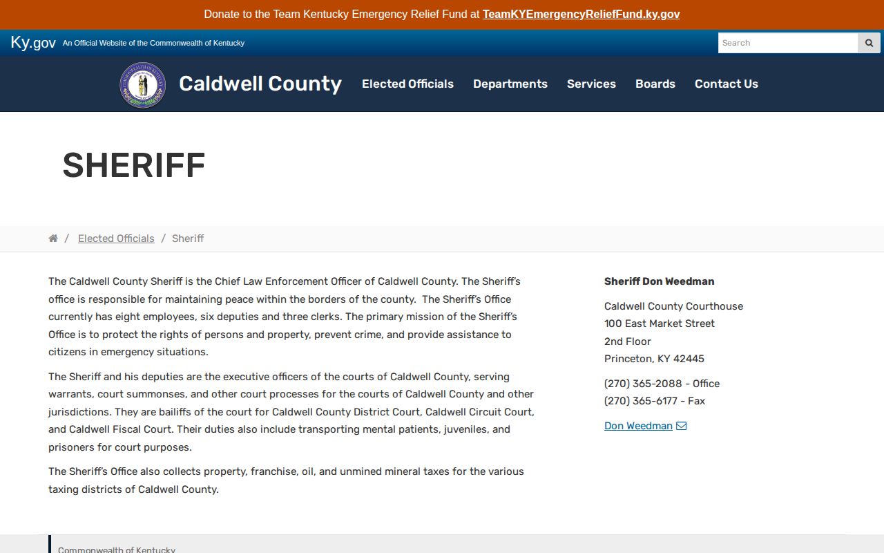 Caldwell County Sheriff source for released inmate contact routing