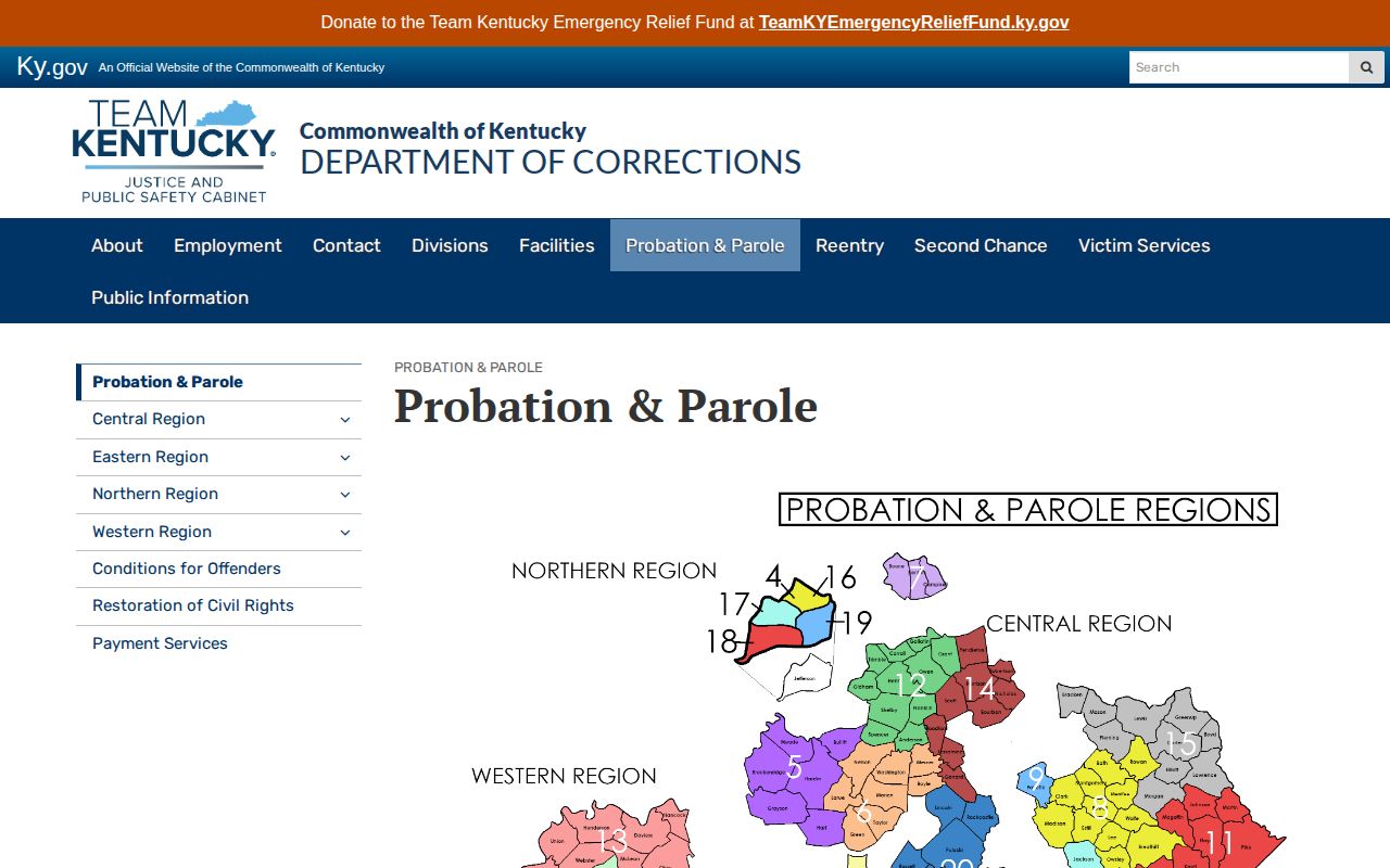 Kentucky Division of Probation and Parole official webpage
